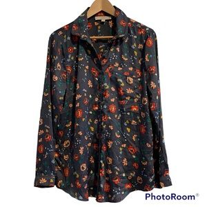 Loft Pajama Set. Size Medium. Top&Pants. Purple/Gray w/ Floral Pattern